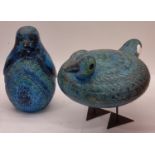 1960s Bird/ Penguin attributed to Aldo Londi Bitossi Italy in rimmini blue 23cm tall, together a