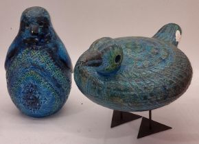 1960s Bird/ Penguin attributed to Aldo Londi Bitossi Italy in rimmini blue 23cm tall, together a