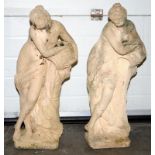2 x Garden Statues of lady water carriers 75cm tall