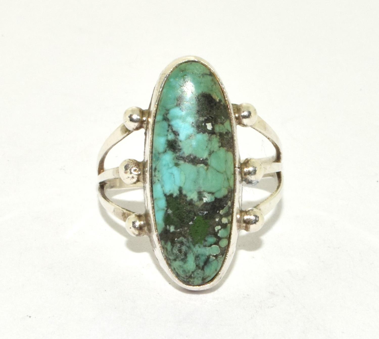 Native American sterling silver Turquoise silver ring size O