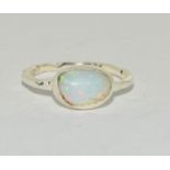 Natural opal and silver ring Size Q