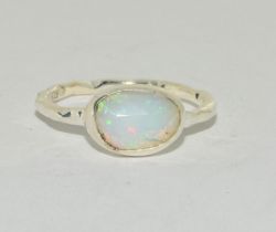 Natural opal and silver ring Size Q