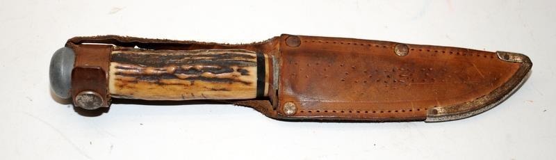Vintage Solingen German Hunters/Sheath knife with horn handle. Blade length 9.5cms