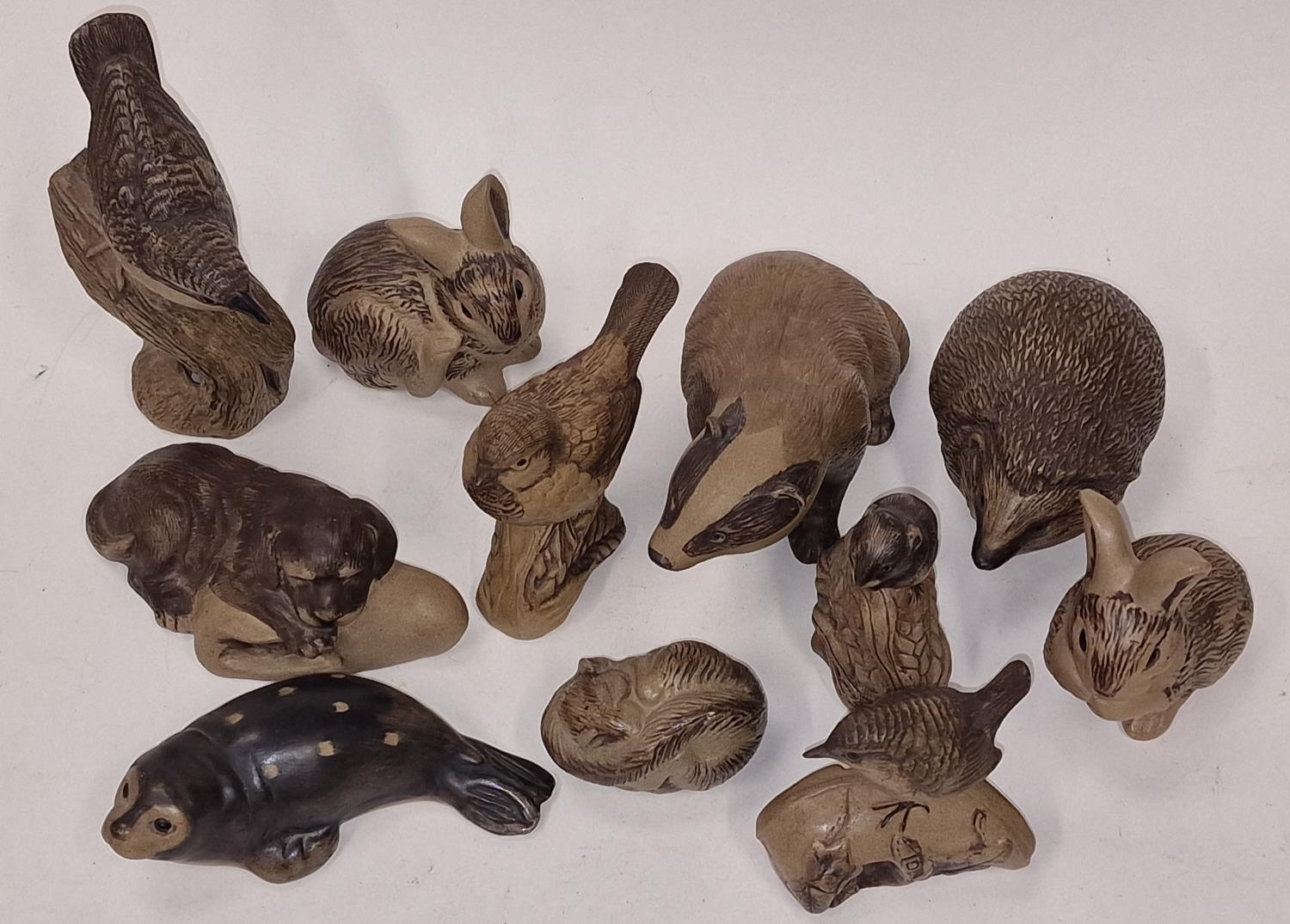 Poole Pottery collection of Barbara Linley Adams stoneware animals to include birds, badger, seal - Image 2 of 3