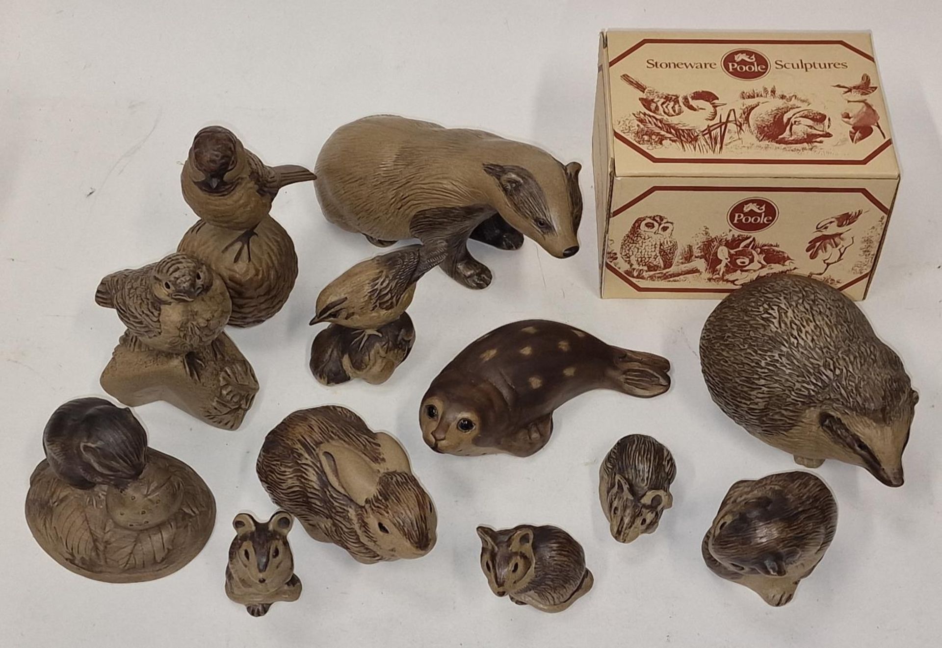 Poole Pottery collection of Barbara Linley Adams stoneware animals to include birds, badger, - Image 2 of 3