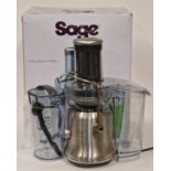 Sage Nutri Juicer Cold Plus electric juicer with box and instructions.