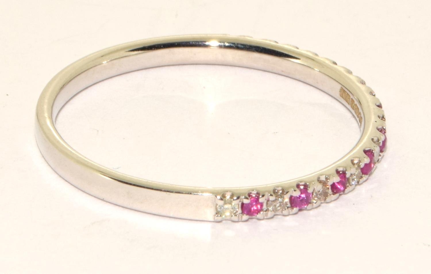 Pink Sapphire and Diamond unworn 9ct white gold ring size T - Image 4 of 5