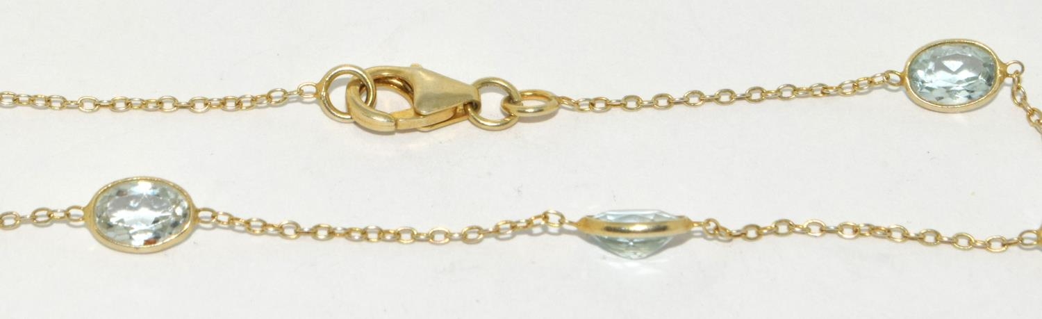 Natural Aquamarine and gold on silver long chain. - Image 2 of 4