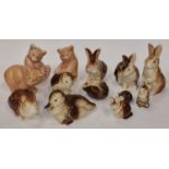 Poole Pottery collection of brown glazed animals to include bears, rabbits and dormice (13).