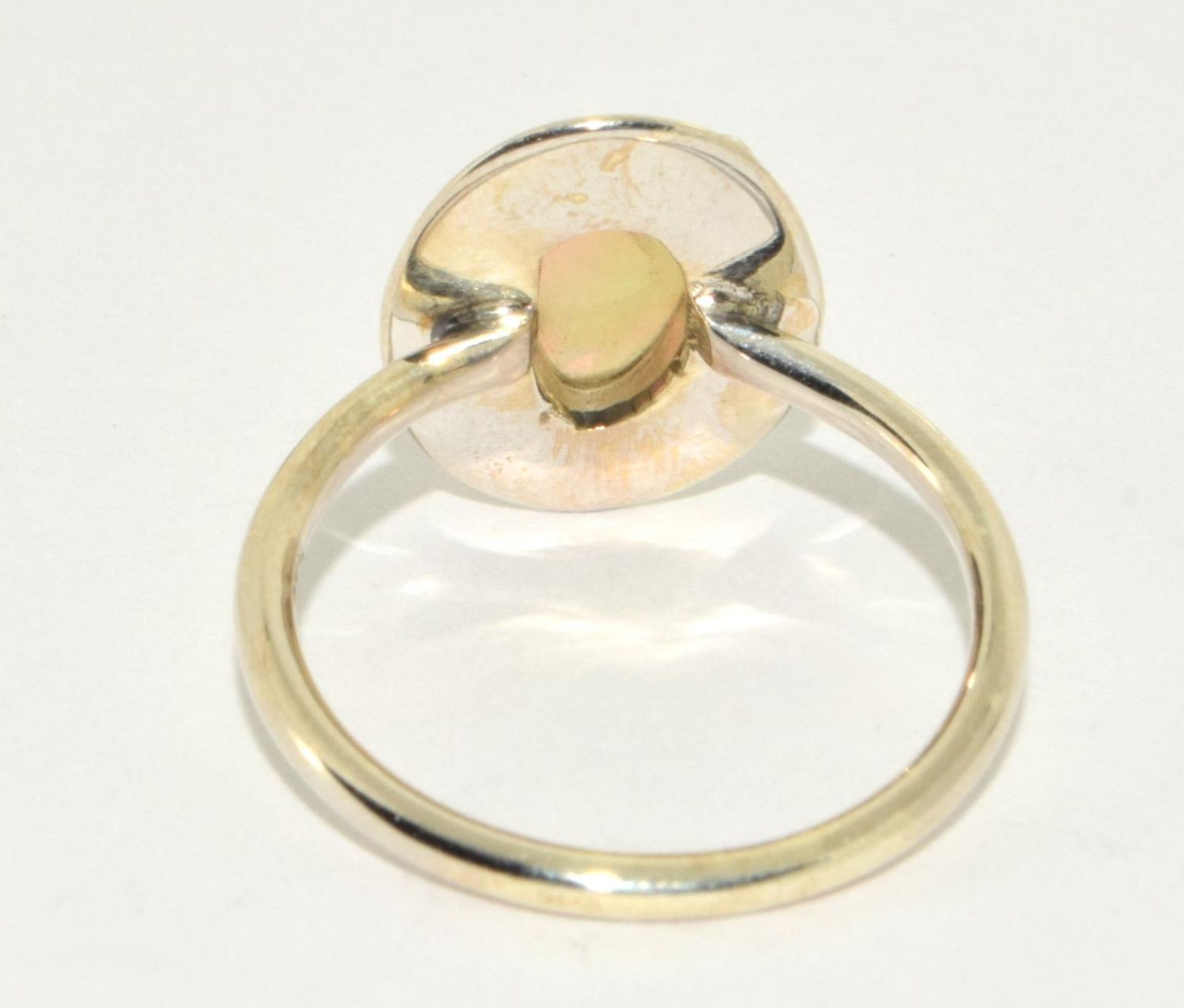 Natural Firey opal and silver ring Size T 1/2. - Image 3 of 4
