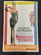 Reproduction rolled film poster for "Breakfast at Tiffany's" starring Audrey Hepburn and George