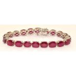 Ruby excellently made fully hallmarked silver bracelet approx 30cts