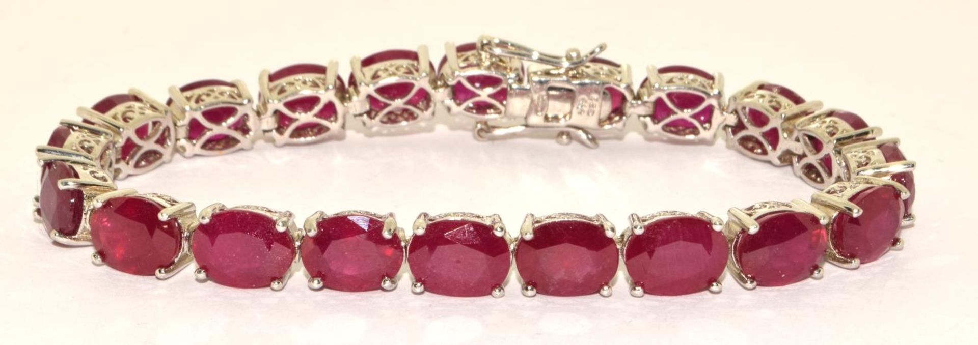 Ruby excellently made fully hallmarked silver bracelet approx 30cts