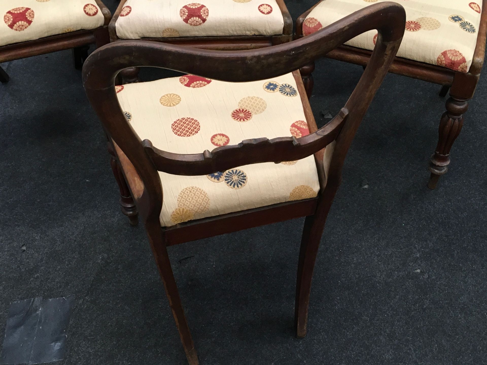 Set of six Victorian mahogany balloon back dining chairs. - Image 3 of 4