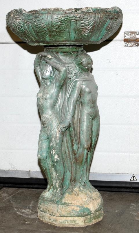 Garden statue bird bath Depicting 4 maidens 85cm tall - Image 3 of 3