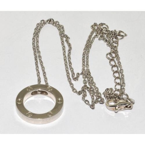 Marked 925 silver designer style drop pendant necklace