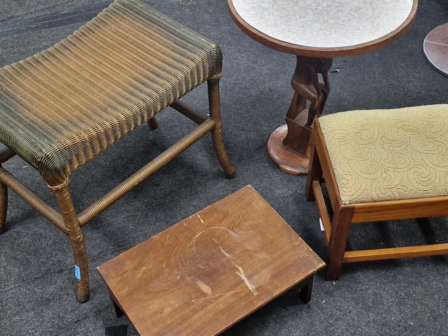 Four miscellaneous items of furniture to include vintage Lloyd Loom stool. - Image 2 of 3