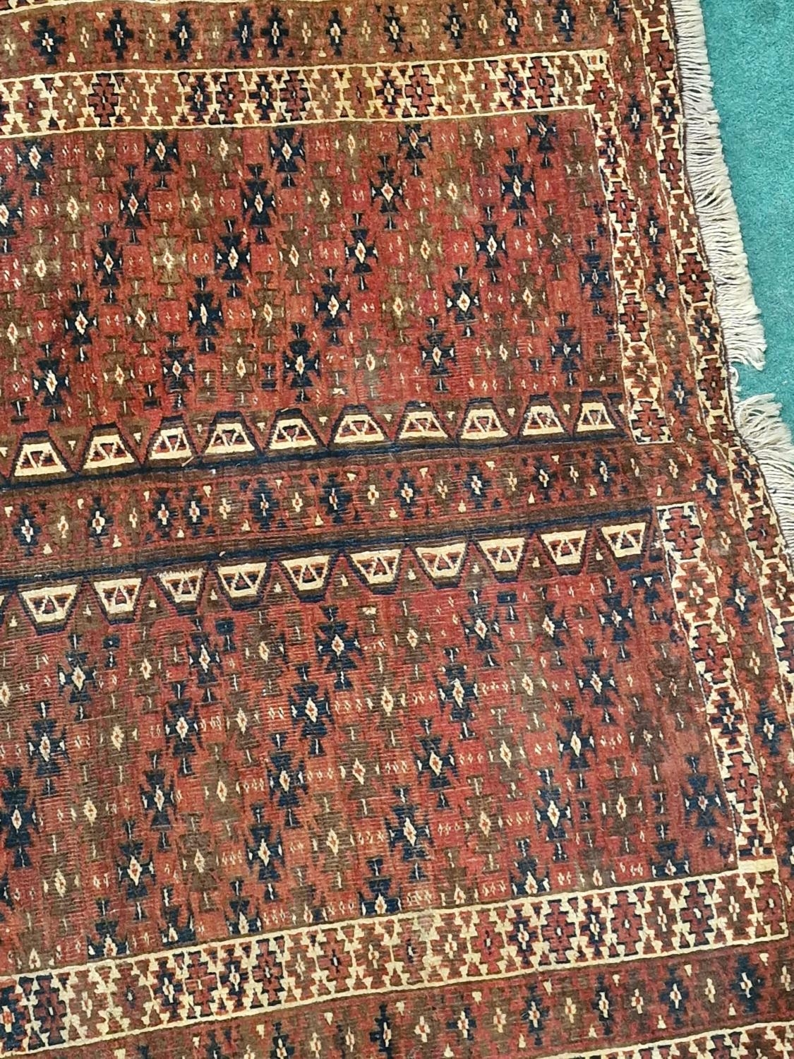 Vintage Yomut Turkmen design rug with Elem panels 190x130cm - Image 3 of 4