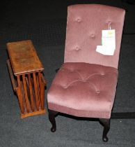 Madewell furniture upholstered bedroom chair together with a wooden magazine rack (2).