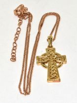 925 silver gilt Celtic crucifix pendant
