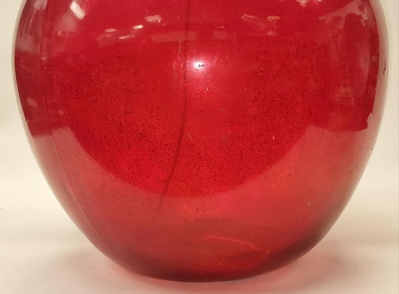 Large contemporary red glass bulbous table lamp base. - Image 3 of 3