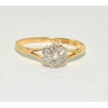 Old Art Deco diamond 18ct gold ring Size P
