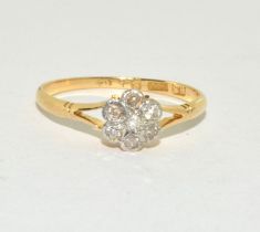 Old Art Deco diamond 18ct gold ring Size P