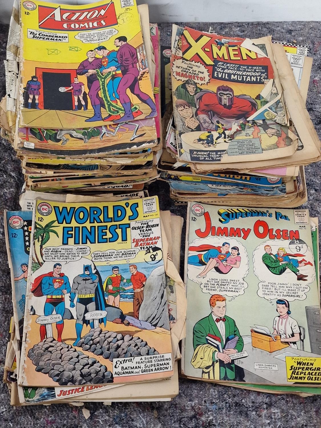 Collection of mainly DC vintage comics in various conditions to include X Men, Superman etc.