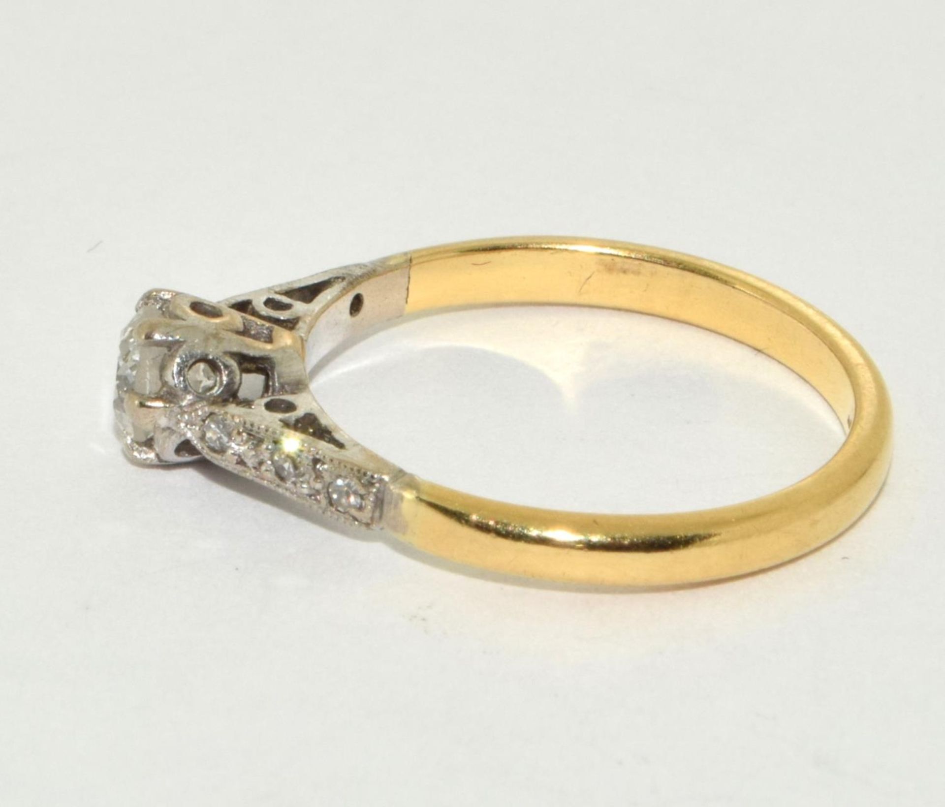An old 18ct diamond solitaire 0.25ct minimum rose cut diamond shank ring Size L 1/2. - Image 2 of 5