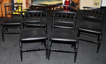 A set of five black Italian designer dining chairs. PLEADE NOTE six shown only five available !!!