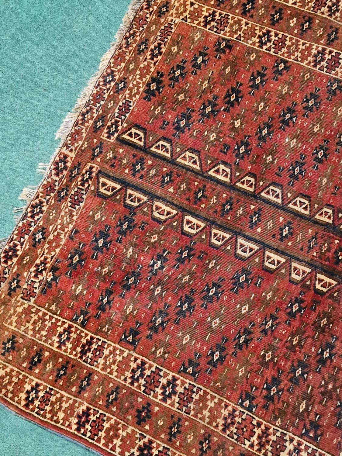 Vintage Yomut Turkmen design rug with Elem panels 190x130cm - Image 2 of 4