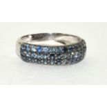 Sapphire studded 925 silver ring size L