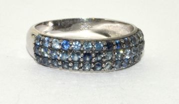 Sapphire studded 925 silver ring size L
