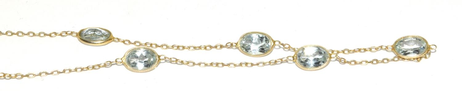Natural Aquamarine and gold on silver long chain. - Image 3 of 4