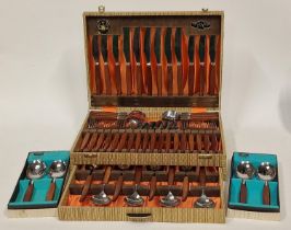 Firth Stainless Steel Sheffield complete 1970's canteen of wooden handled canteen of cutlery