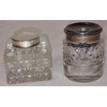 Two Victorian silver topped glass inkwells London 1897 and Chester 1899.