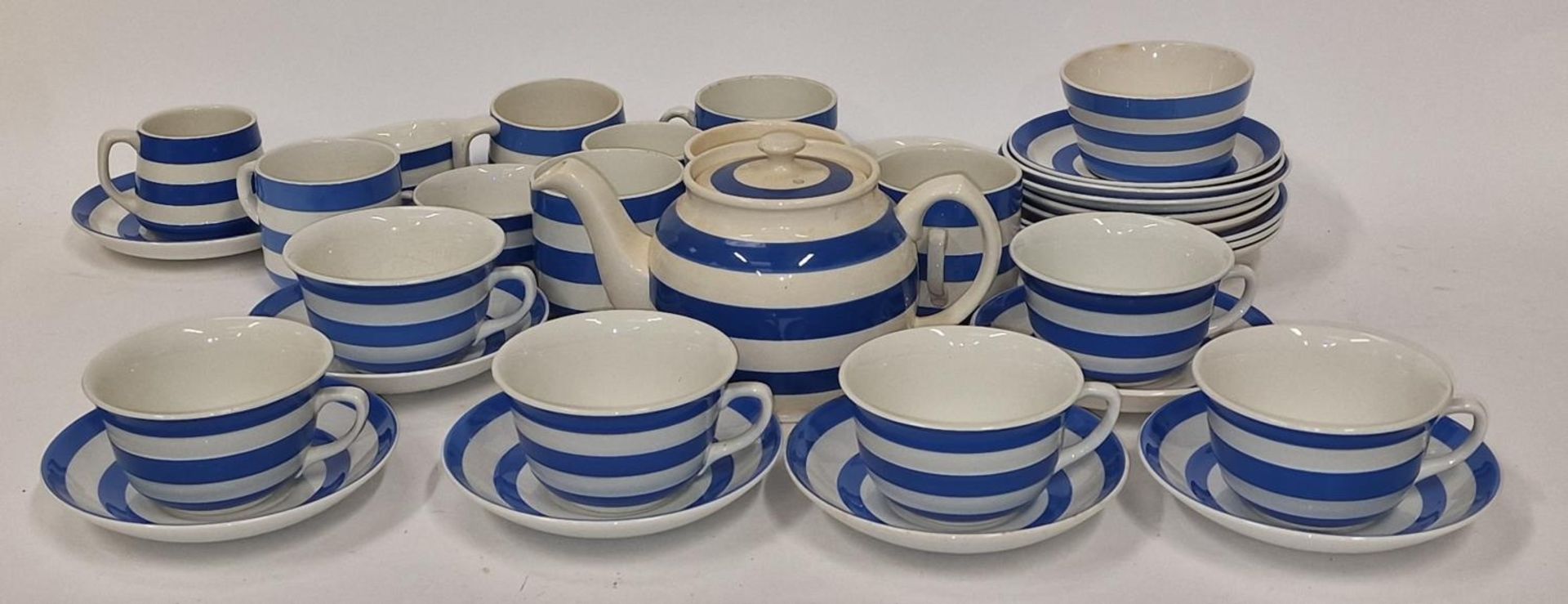 Collection of Cornish blue and white tea ware to include T.G. Green & Co. Approx 35 pieces in the