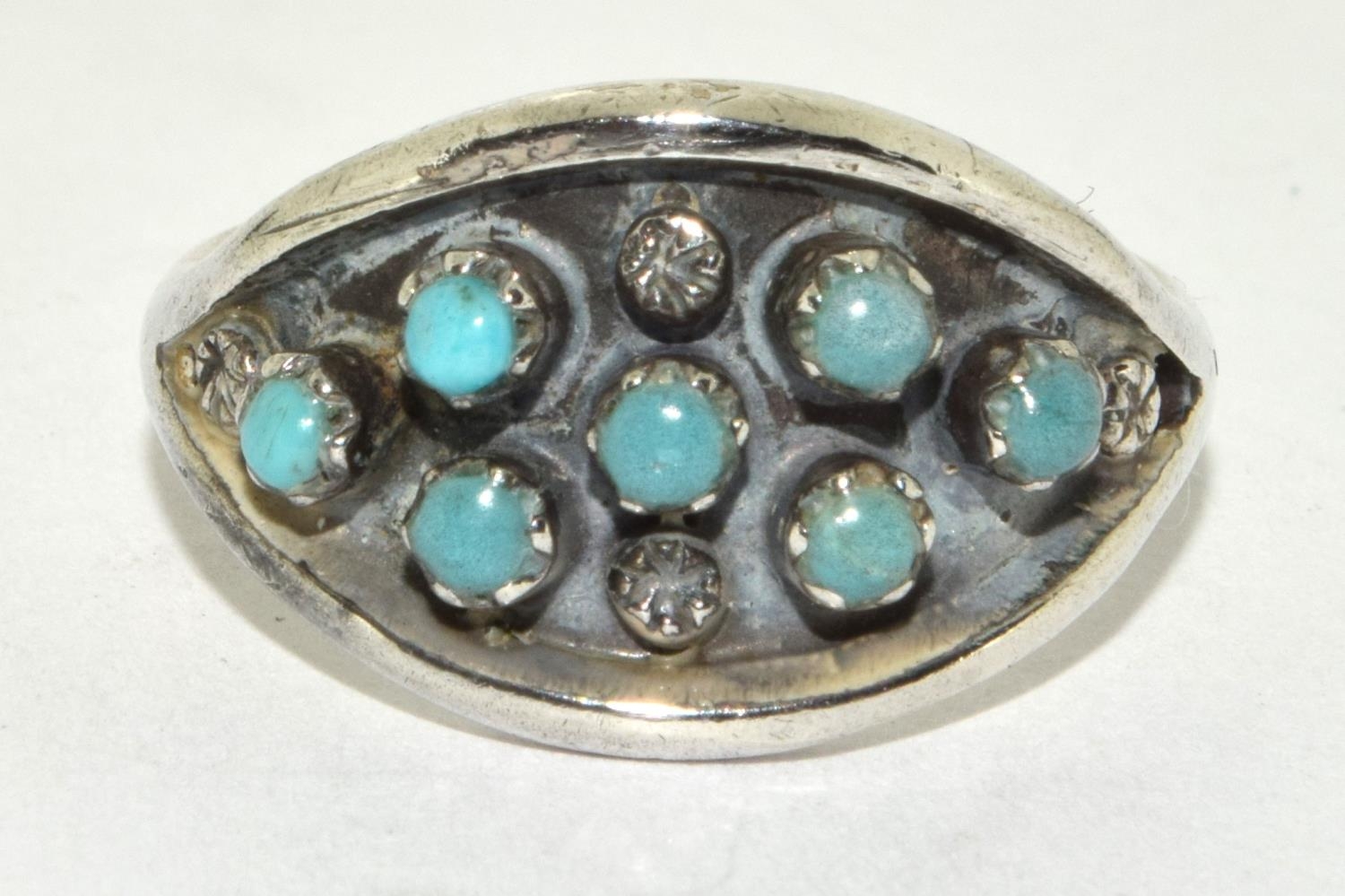 Native American Turquoise sterling silver ring size O
