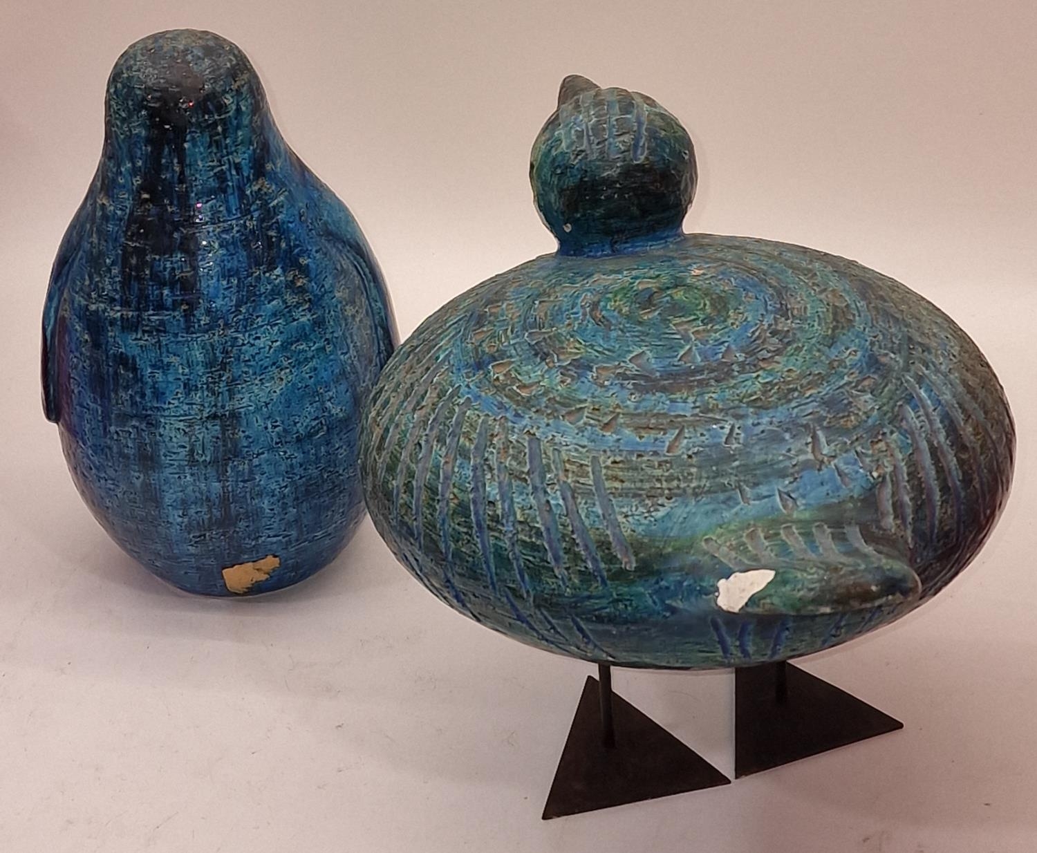 1960s Bird/ Penguin attributed to Aldo Londi Bitossi Italy in rimmini blue 23cm tall, together a - Image 2 of 3