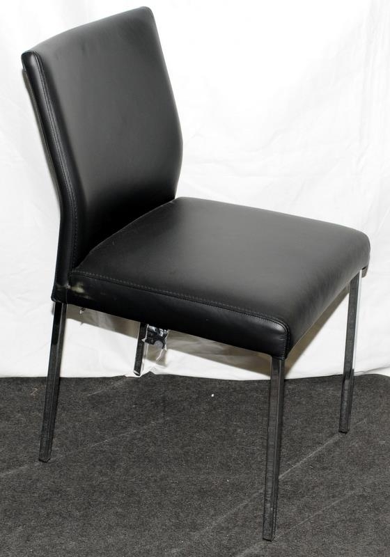 Pair of tub back chairs in chrome and dark brown PU leather by Hulsta, c/w another chair by Hulsta - Image 2 of 4
