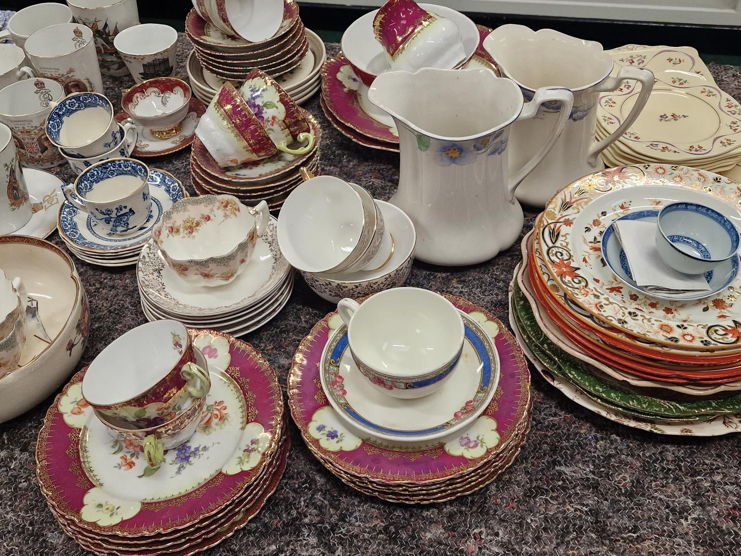 Large collection of vintage cabinet chinaware to include commemorative items and tea set residues. - Image 3 of 3