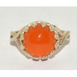 A 925 silver and Carnelian ring Size N 1/2.