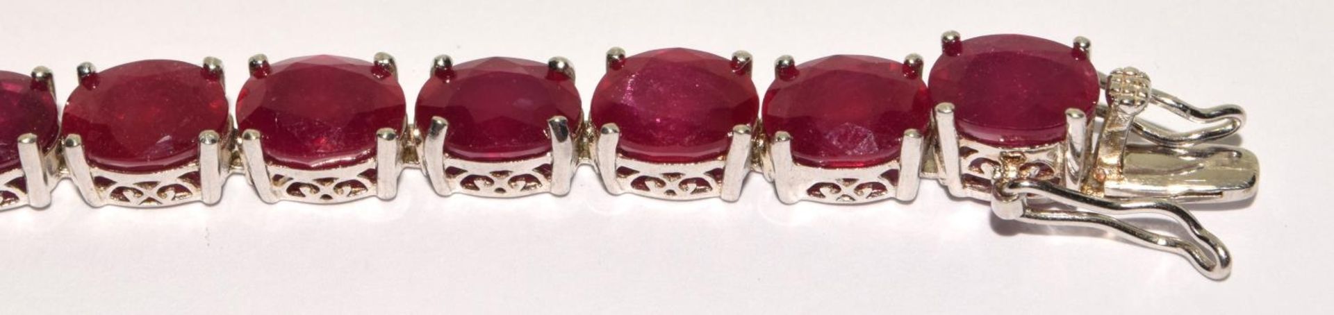 Ruby excellently made fully hallmarked silver bracelet approx 30cts - Image 2 of 4