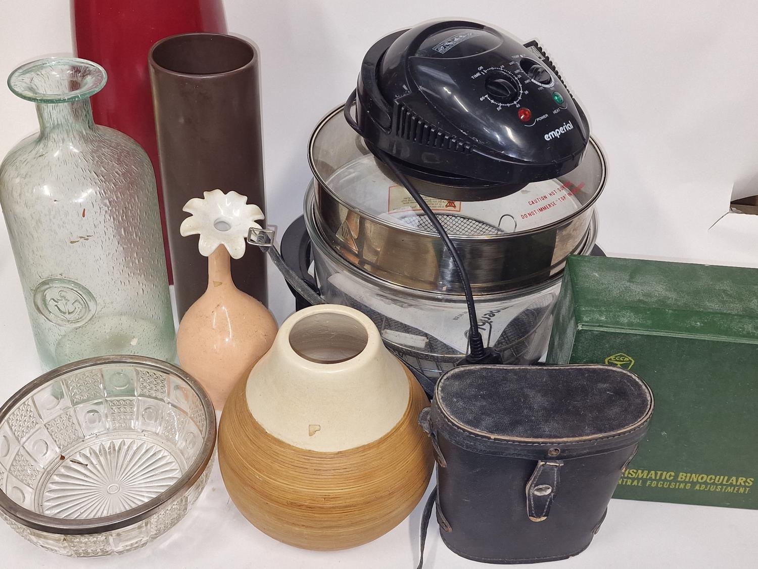 Mixed lot to include halogen cooker, vases, glass bowl, two pairs of binoculars etc. - Image 2 of 2