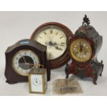 Collection of vintage clocks to include a Smiths Enfield together with a spare clock movement part.