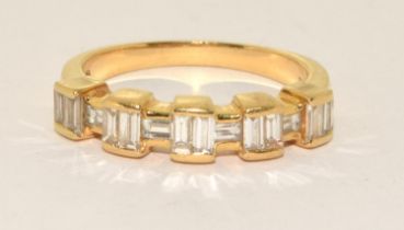 Diamond Baguettes set in 18ct gold 4.8g ring size P