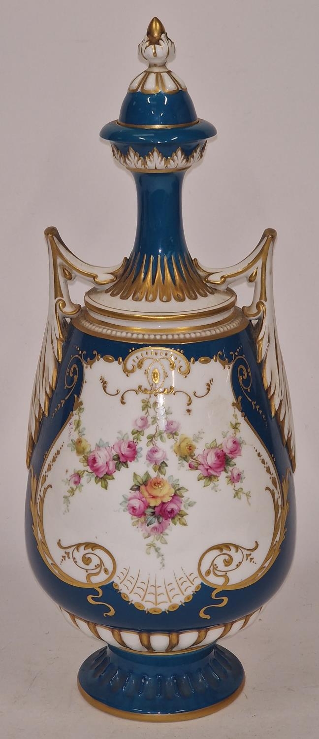 Royal Worcester lidded porcelain potpurri vase marked to the base. Possible repair to the finial.