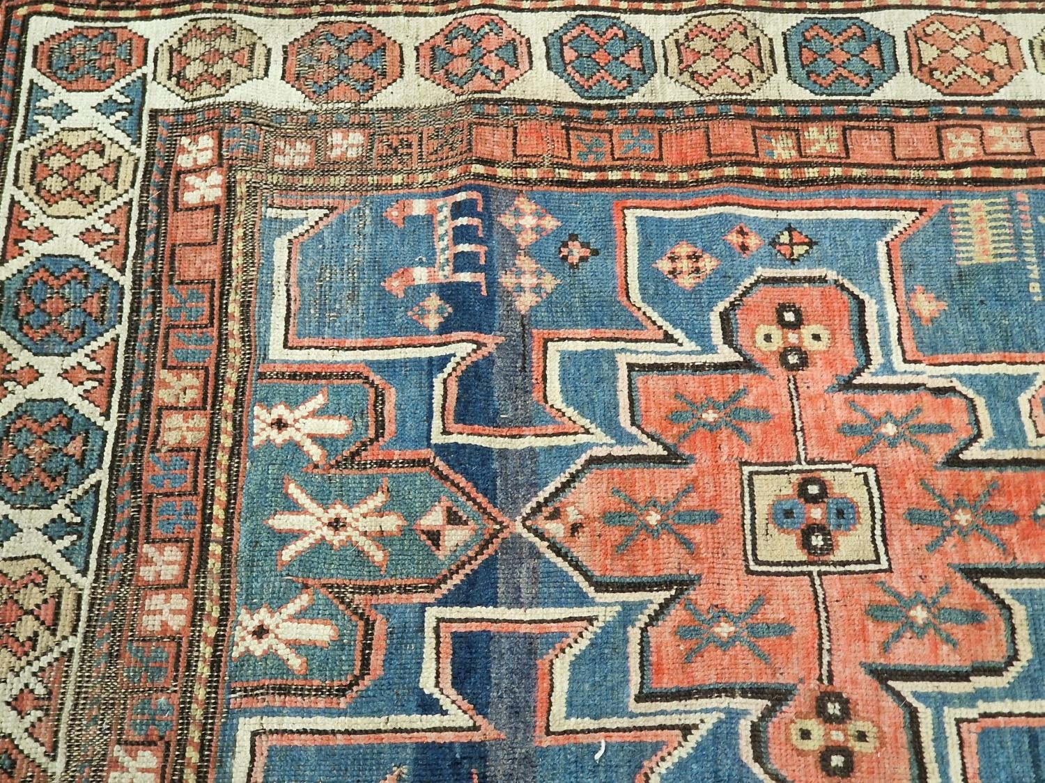 Vintage patterned carpet showing signs of wear 220x110cm. - Image 3 of 4