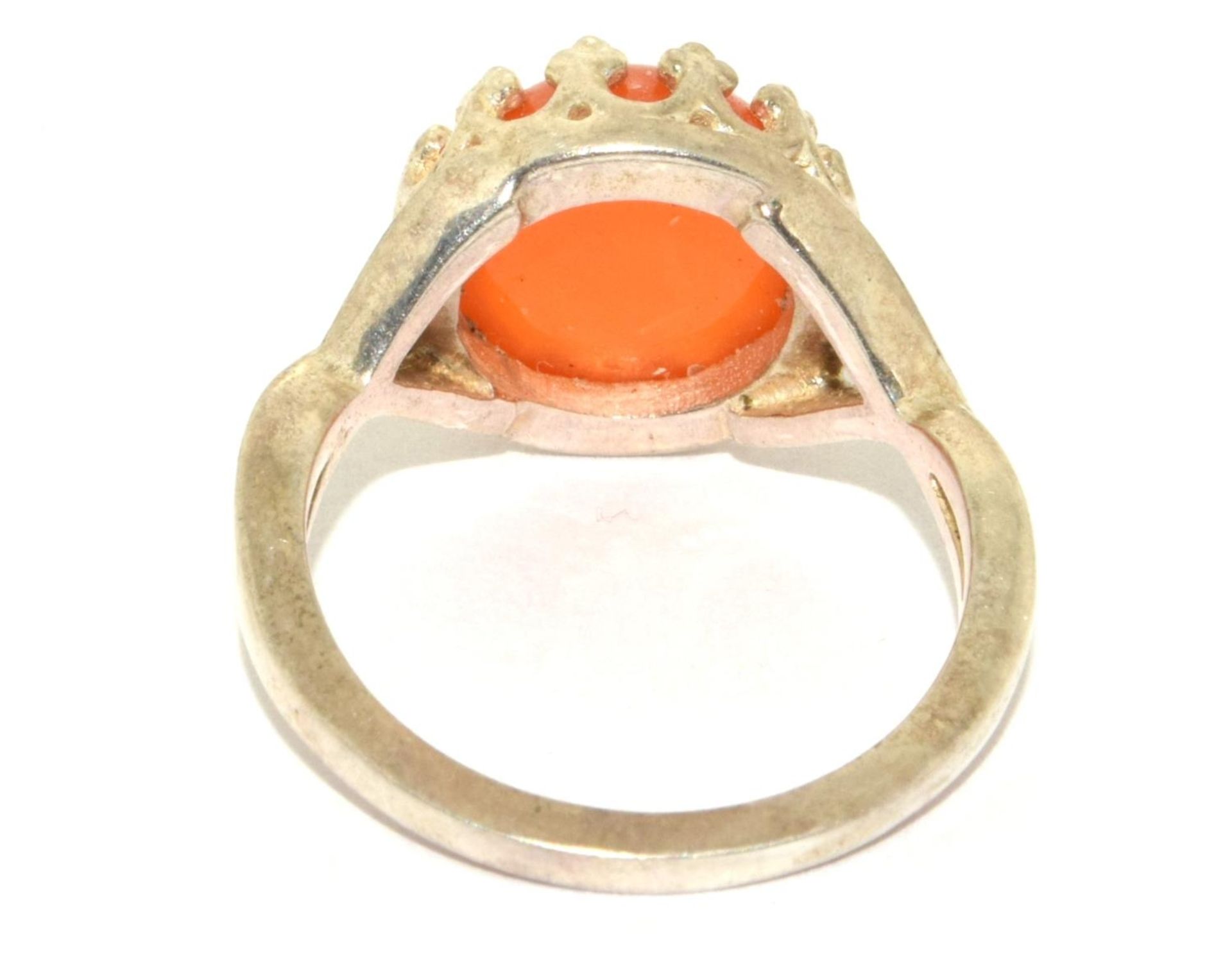 A 925 silver and Carnelian ring Size N 1/2. - Image 3 of 3