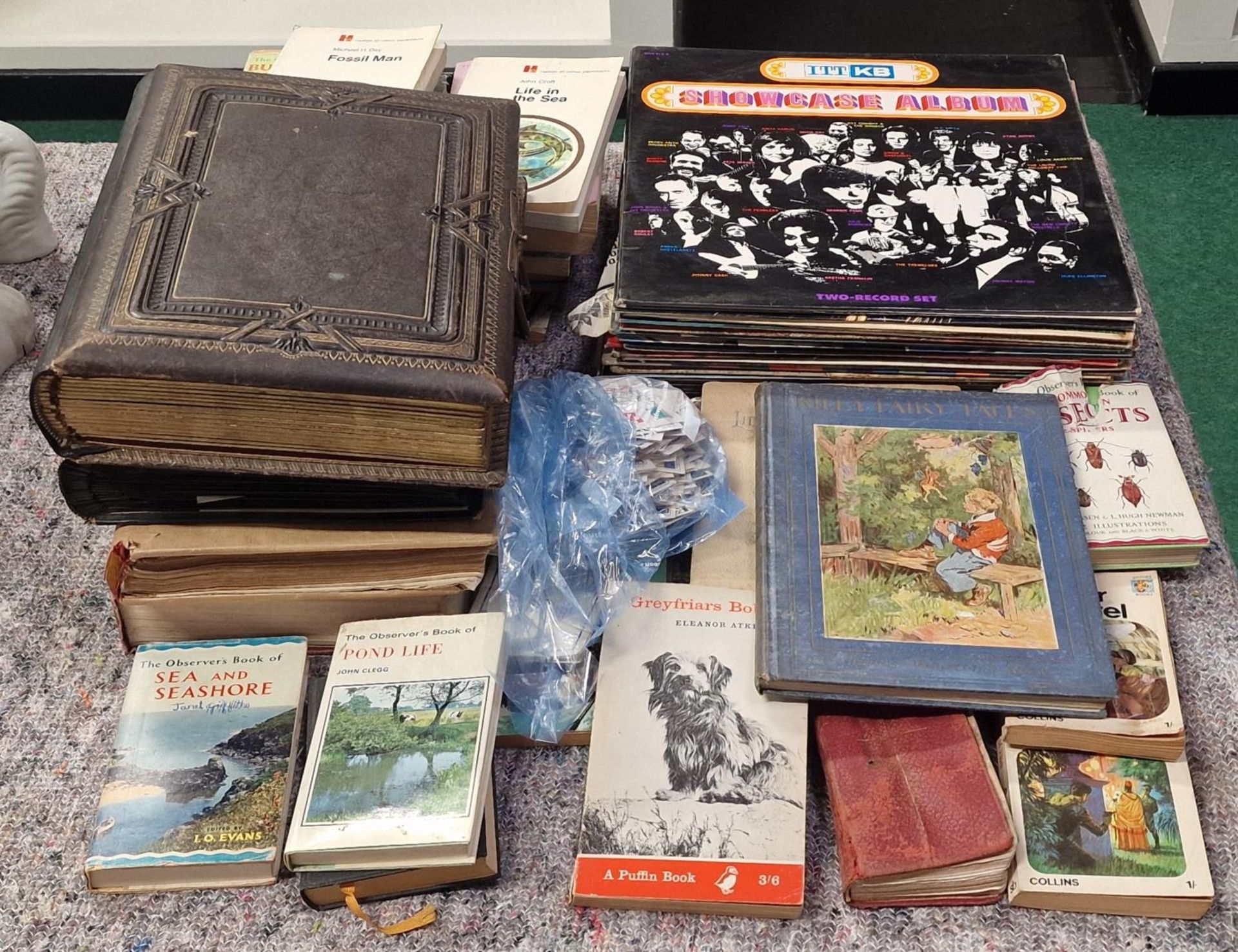 Large collection of vintage books, photographs and other ephemera together with some LP records.